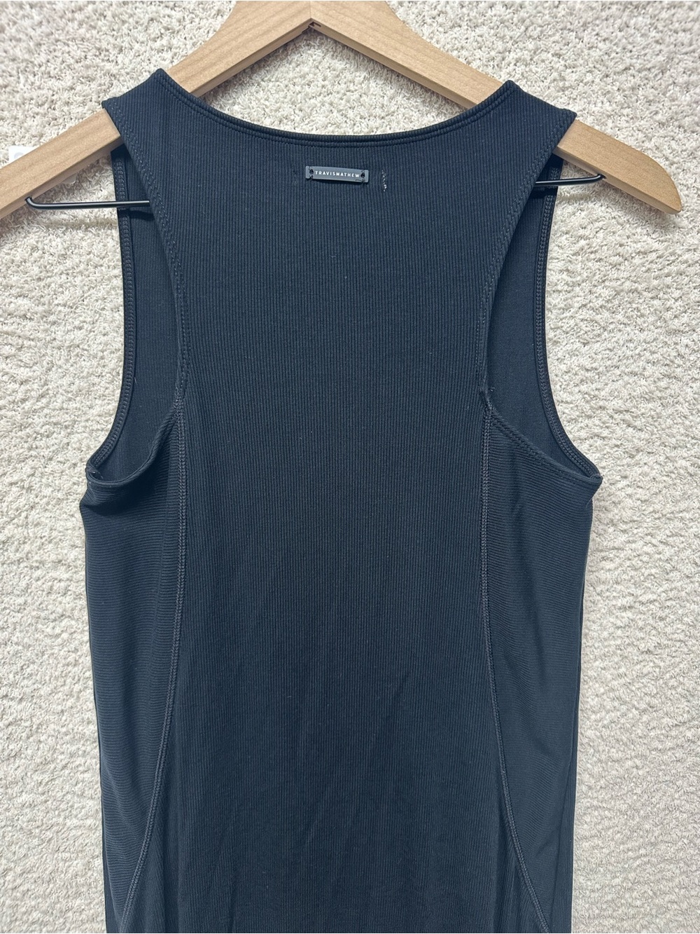 TravisMathew Small Black Tencel Ribbed Sleeveless Maxi Dress Side Slit